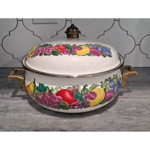 Metro 3 Qt. Enamelware Pot Enamel 3 Quart Pot Dutch Oven Brass Handles Non Stick